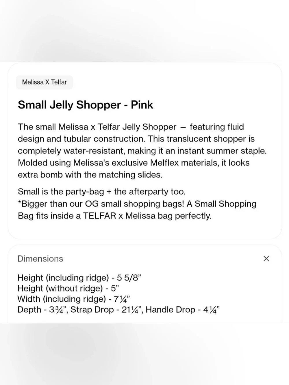 Melissa X Telfar Pink Clear Jelly  Bag - Picture 6 of 6